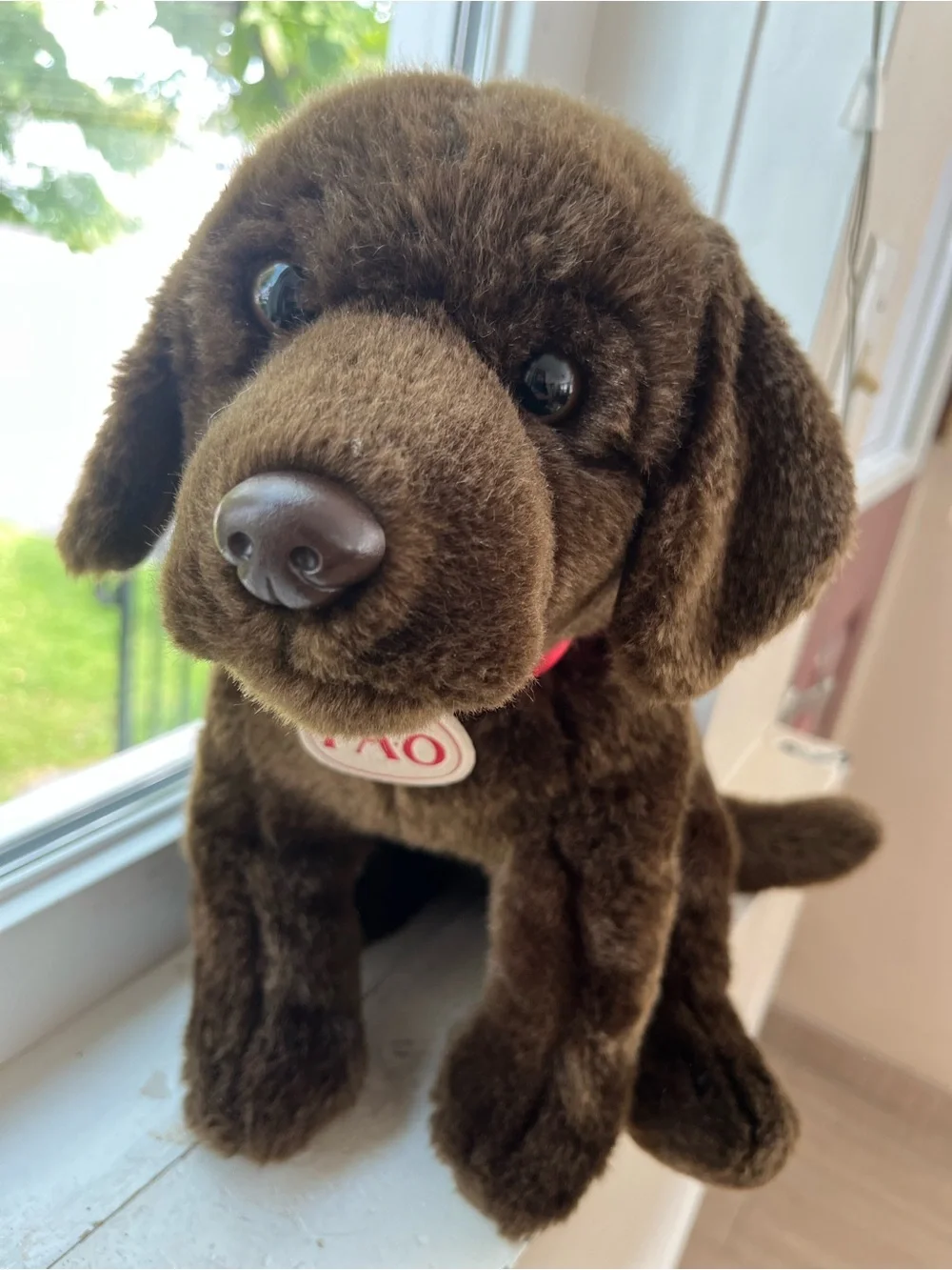 FAO eBrown Plush Labrador with Red Collar Tag